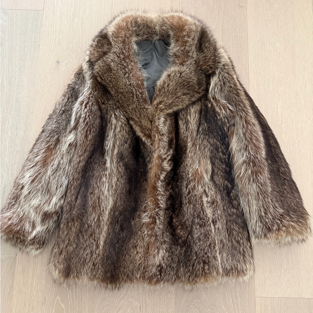 Classic Brown Real Fur Coat - Women's Jacket
